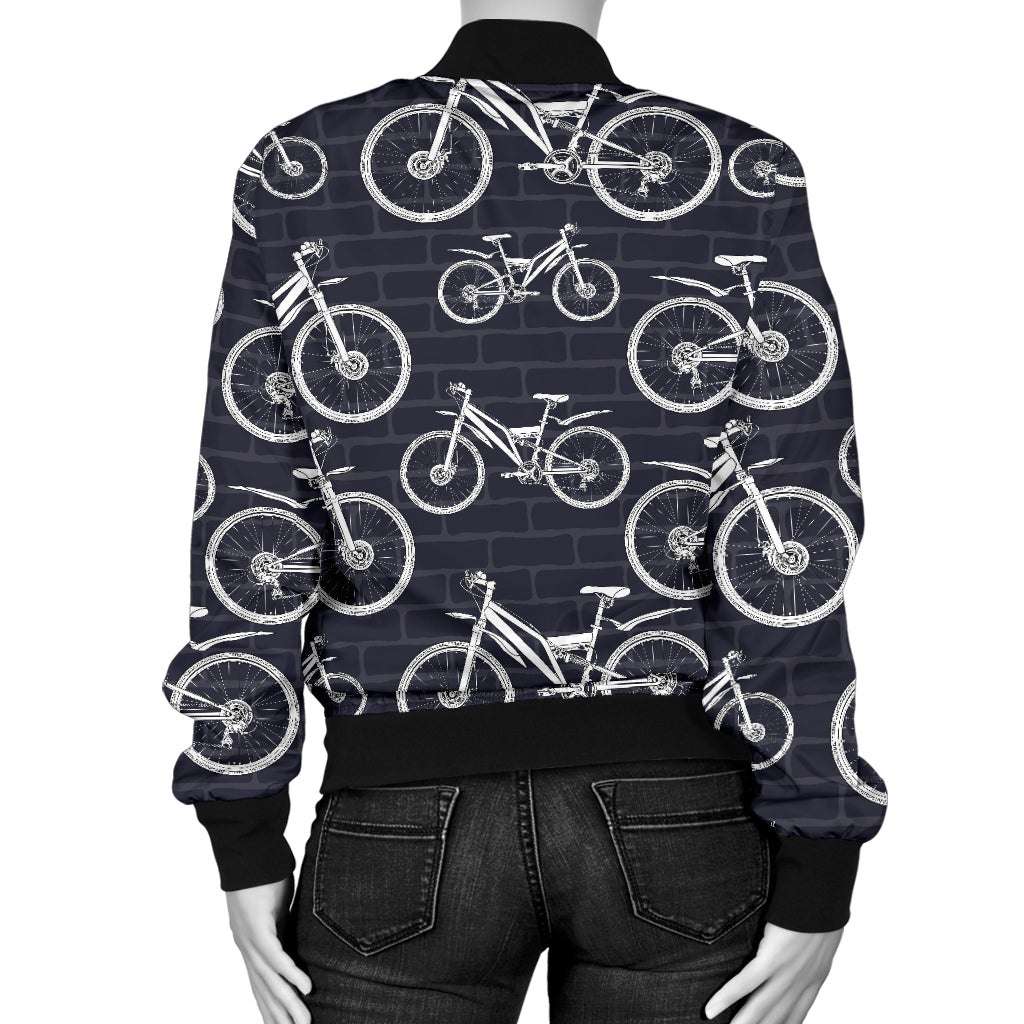 Mountain bike Pattern Print Design 02 Women's Bomber Jacket