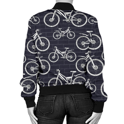 Mountain bike Pattern Print Design 02 Women's Bomber Jacket