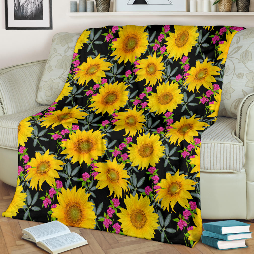 Sunflower Pattern Print Design SF014 Fleece Blanket