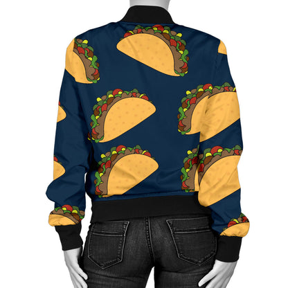 Taco Pattern Print Design TC04 Women Bomber Jacket