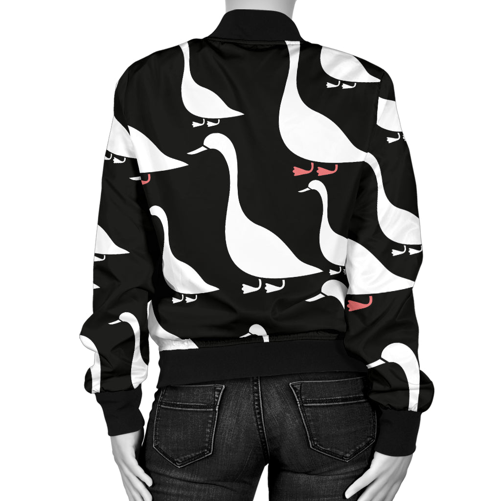Goose Pattern Print Design 01 Women's Bomber Jacket
