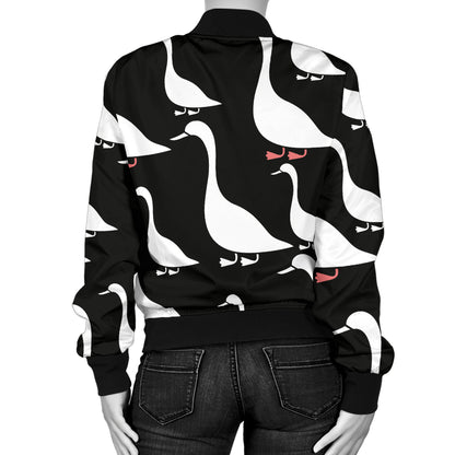 Goose Pattern Print Design 01 Women's Bomber Jacket