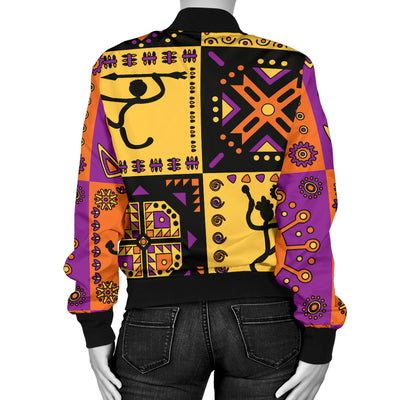 African Pattern Print Design 02 Women's Bomber Jacket