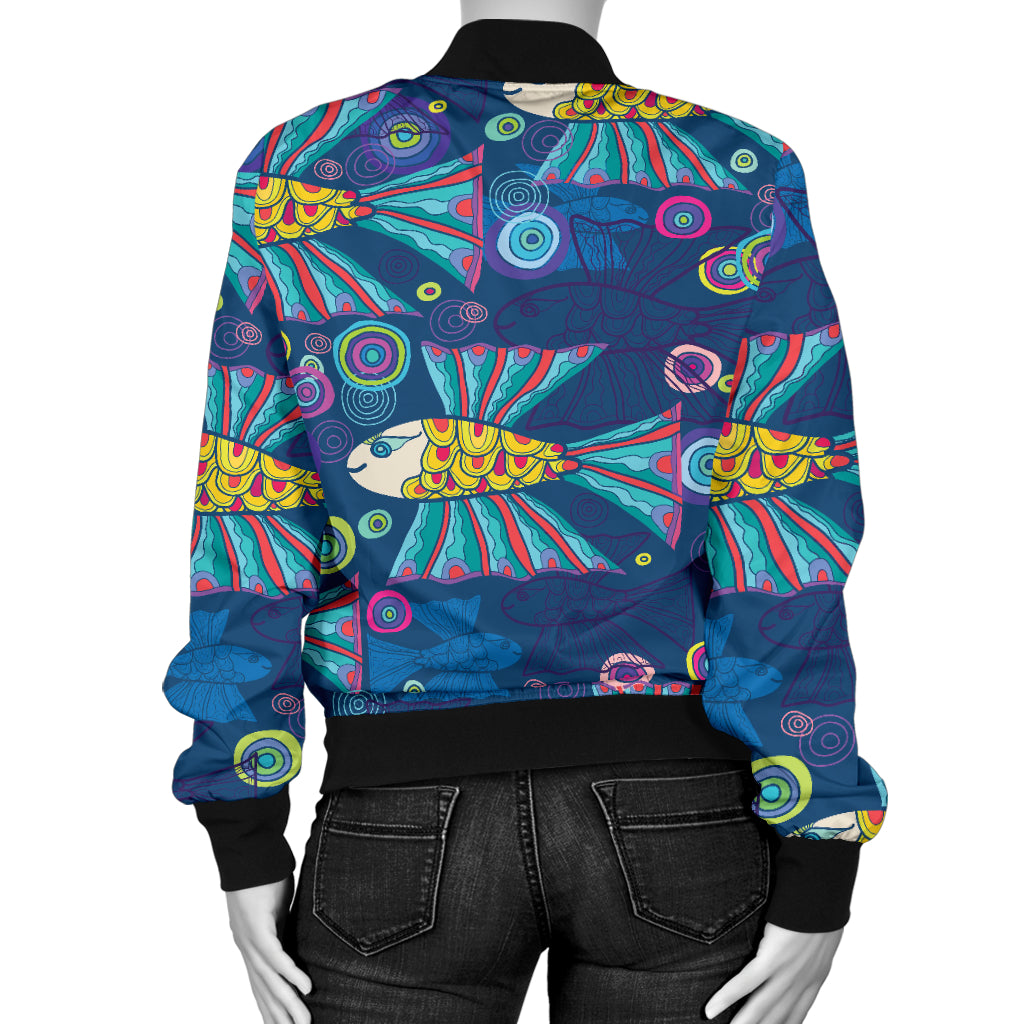 Flying Fish Pattern Print Design 01 Women's Bomber Jacket