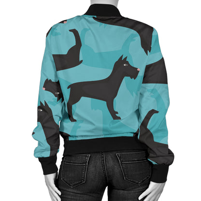 Schnauzers Pattern Print Design A01 Women's Bomber Jacket
