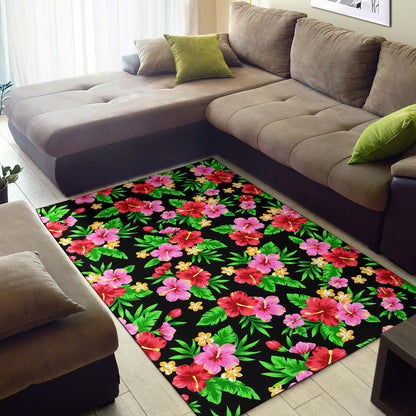 Pink Red Hibiscus Pattern Print Design HB023 Area Rugs
