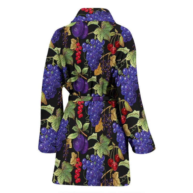 Grape Pattern Print Design GP05 Women Bathrobe