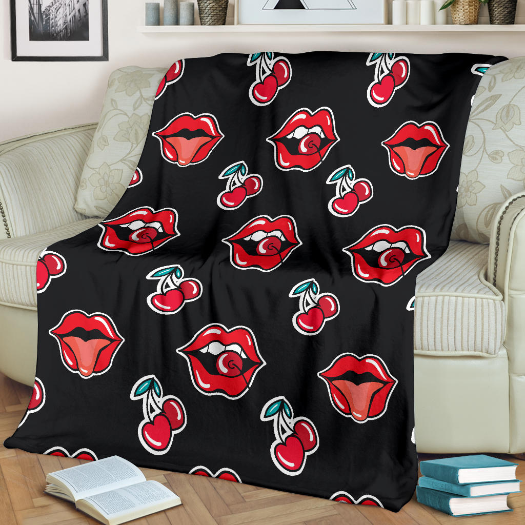 Cherry Pattern Print Design CH04 Fleece Blanket