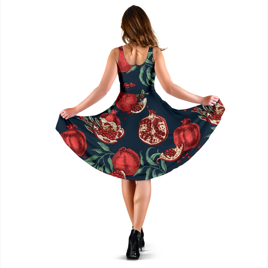 Pomegranate Pattern Print Design PG04 Midi Dress