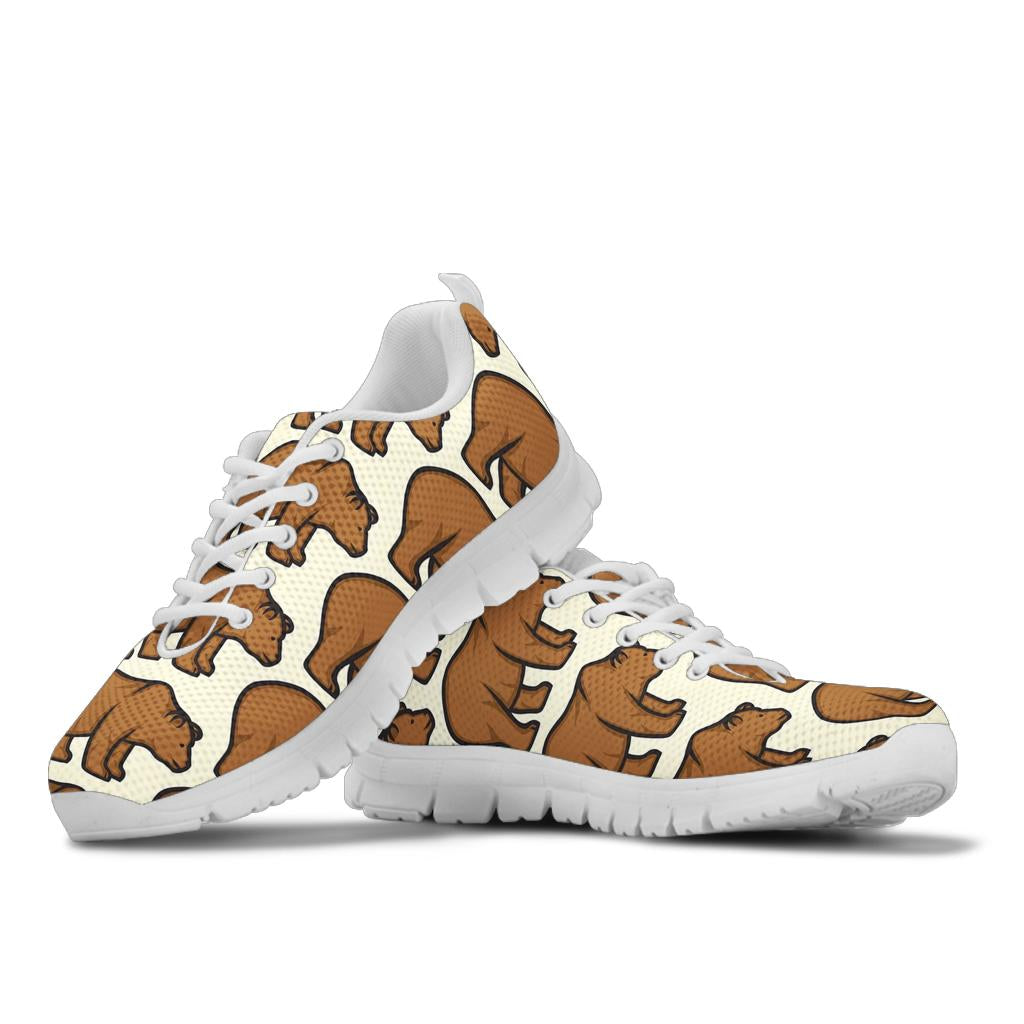 Bear Pattern Print Design BE05 Sneakers White Bottom Shoes