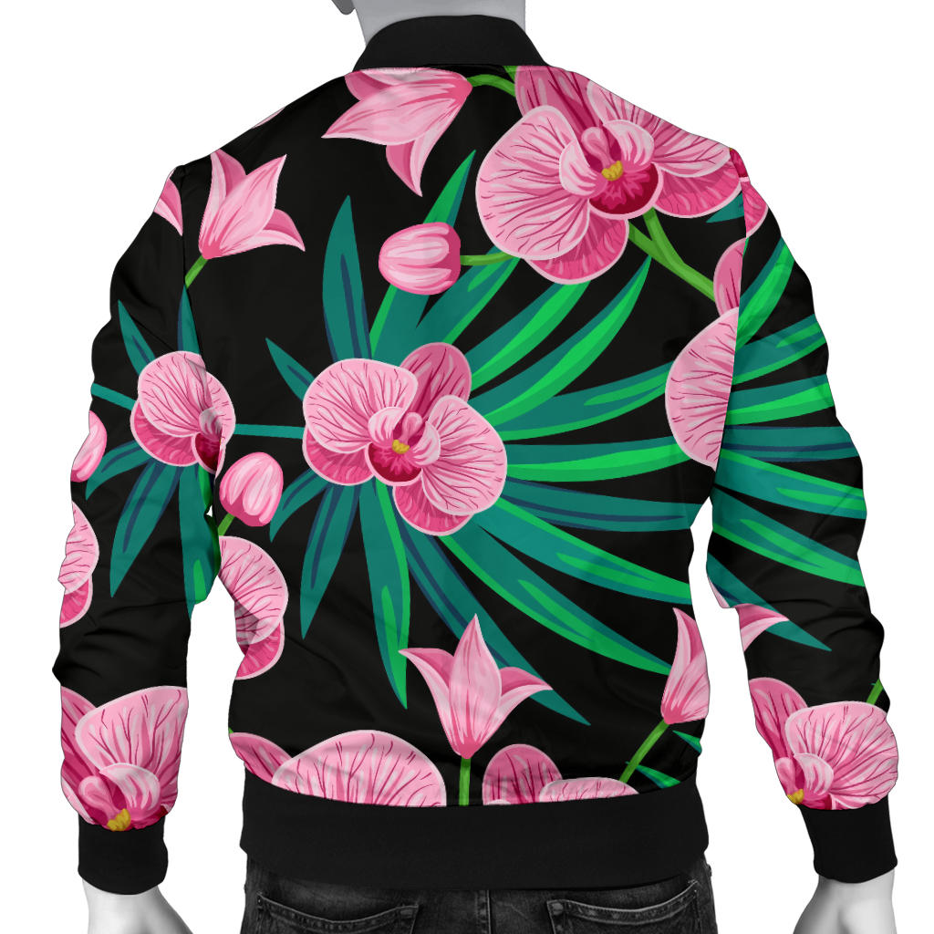 Orchid Pink Pattern Print Design OR06 Men Bomber Jacket