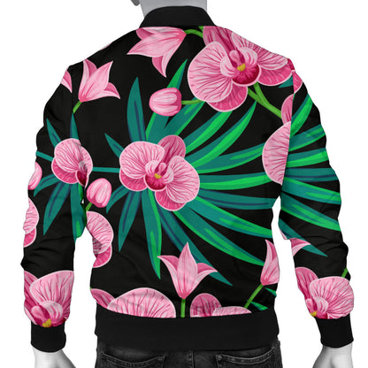 Orchid Pink Pattern Print Design OR06 Men Bomber Jacket