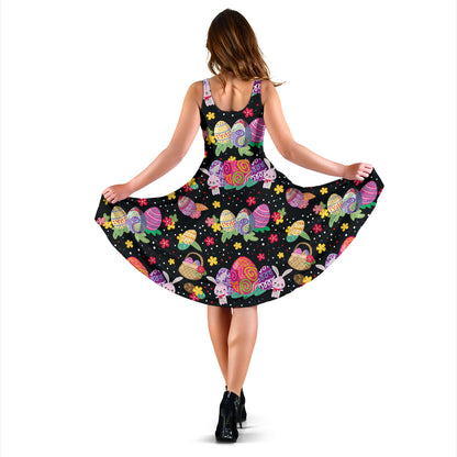 Easter Eggs Pattern Print Design RB06 Midi Dress