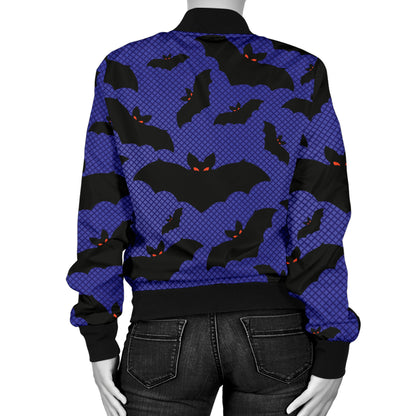 Bat Halloween Pattern Print Design 02 Women's Bomber Jacket