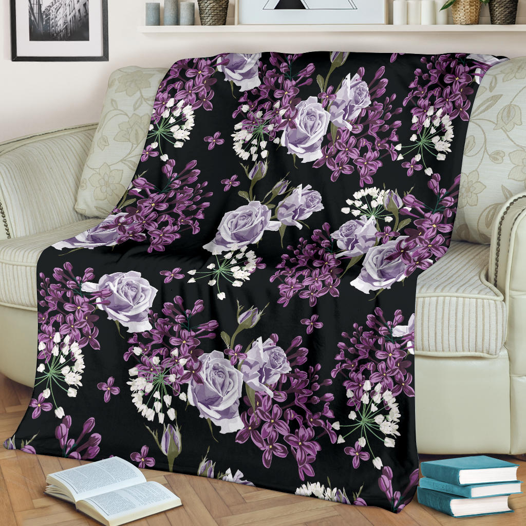 Lilac Pattern Print Design LI04 Fleece Blanket