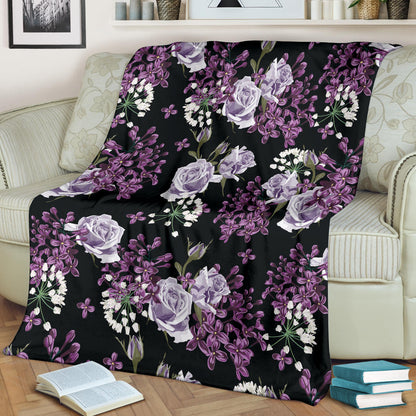 Lilac Pattern Print Design LI04 Fleece Blanket
