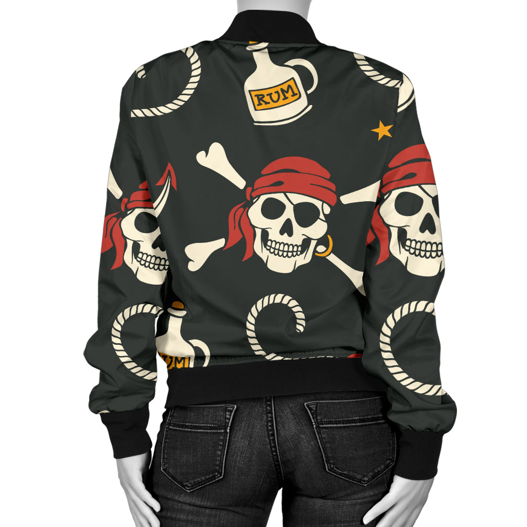 Pirate Pattern Print Design A02 Women's Bomber Jacket