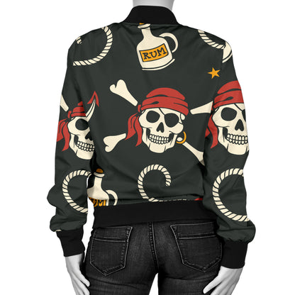 Pirate Pattern Print Design A02 Women's Bomber Jacket