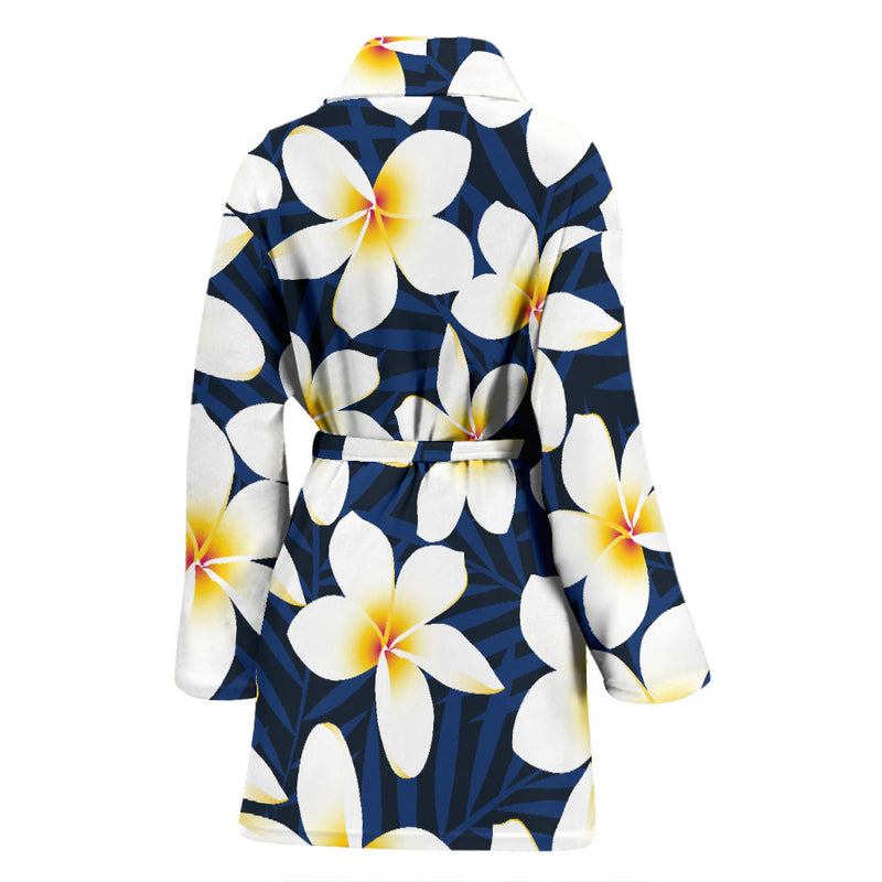 Plumeria Pattern Print Design PM026 Women Bathrobe