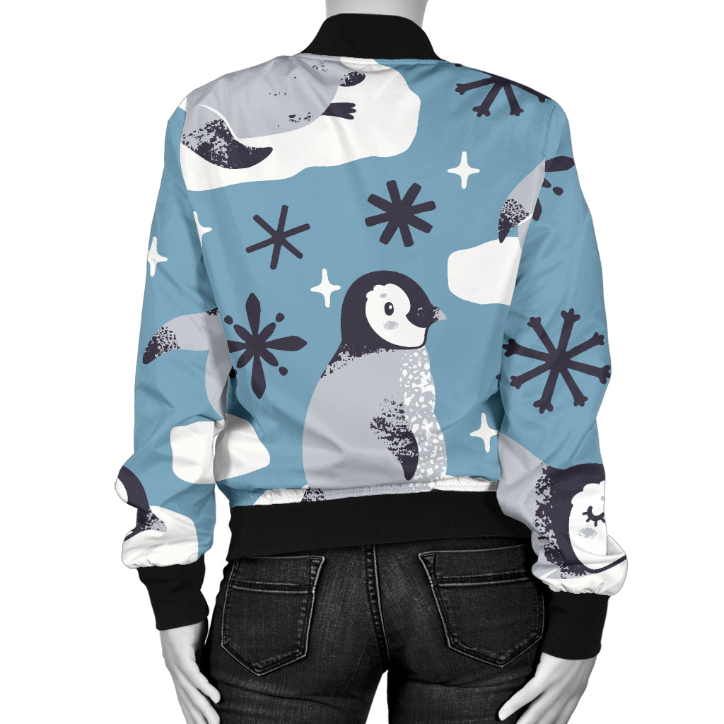 Penguin Pattern Print Design A05 Women's Bomber Jacket
