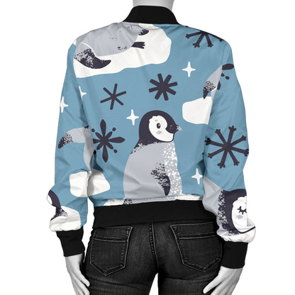 Penguin Pattern Print Design A05 Women's Bomber Jacket