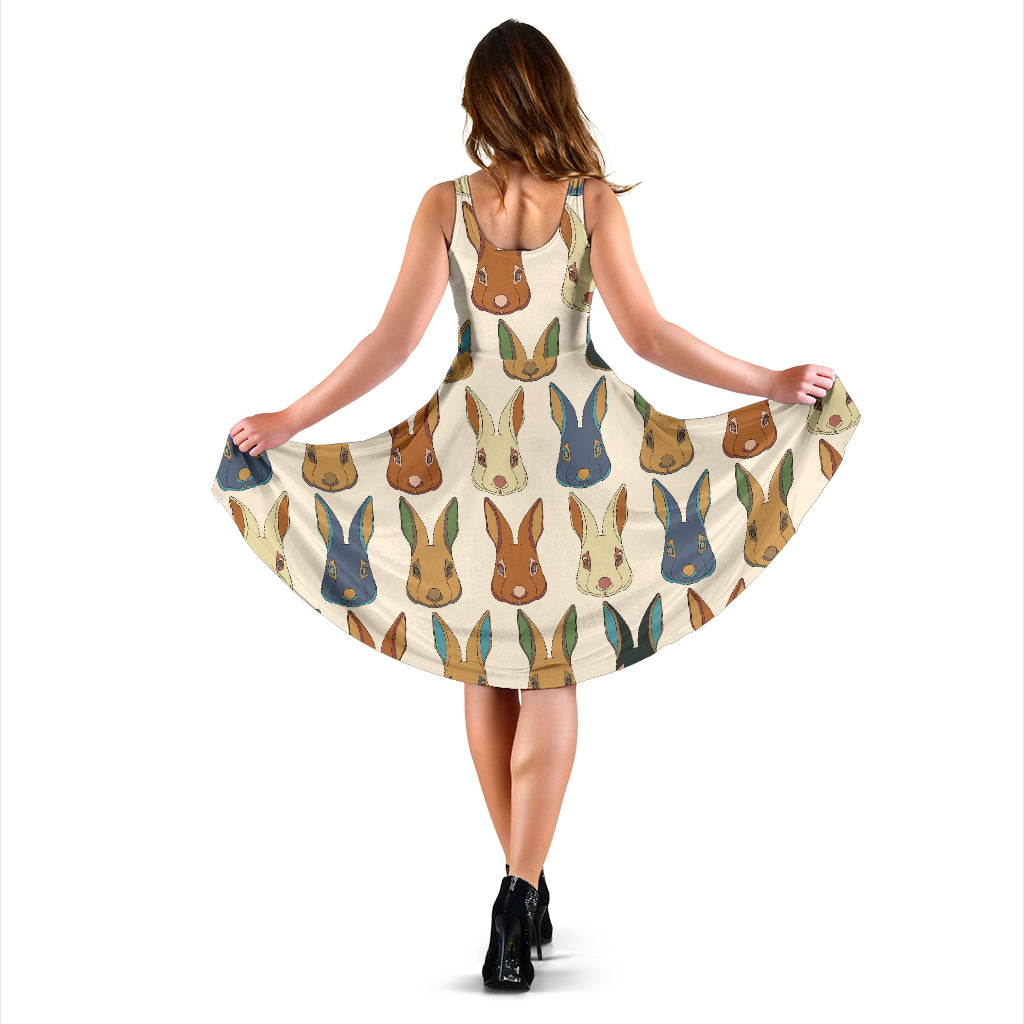 Rabbit Pattern Print Design RB04 Midi Dress