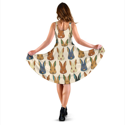 Rabbit Pattern Print Design RB04 Midi Dress