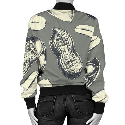 Peanut Pattern Print Design A01 Women's Bomber Jacket