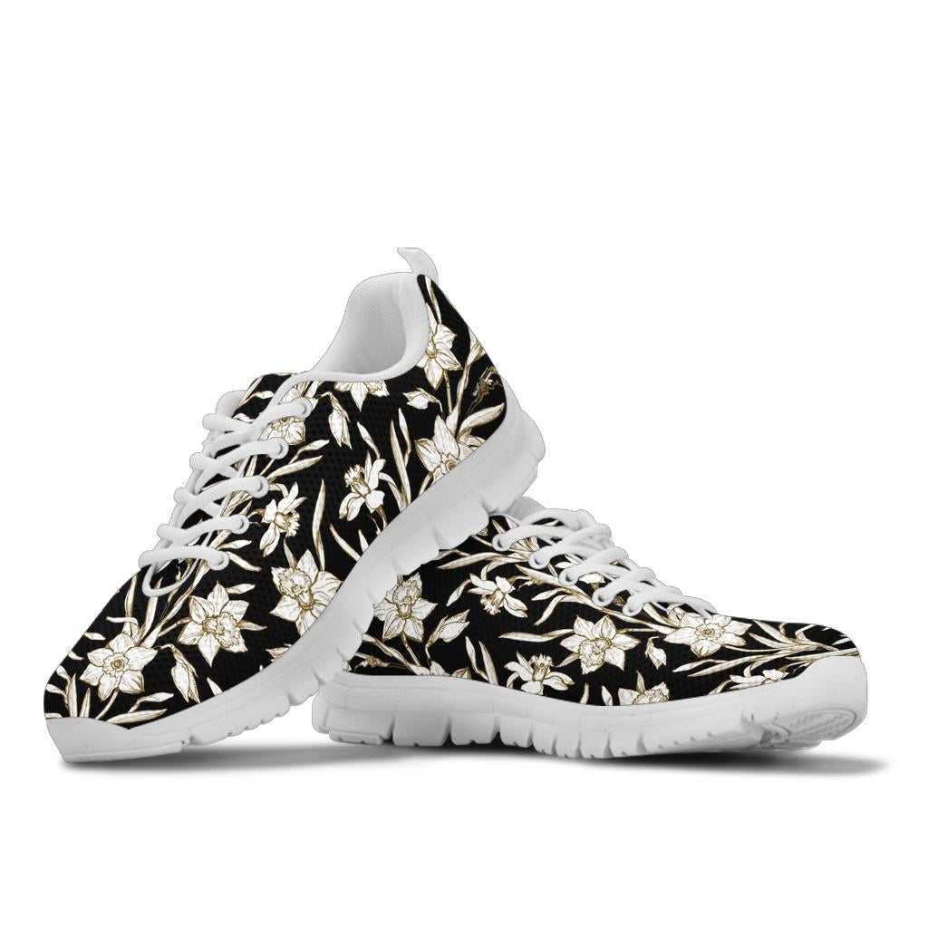 Daffodils Pattern Print Design DF06 Sneakers White Bottom Shoes