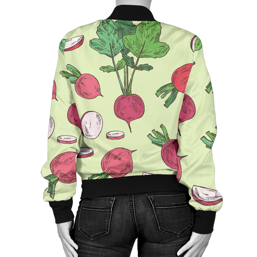 Radish Pattern Print Design A04 Women's Bomber Jacket