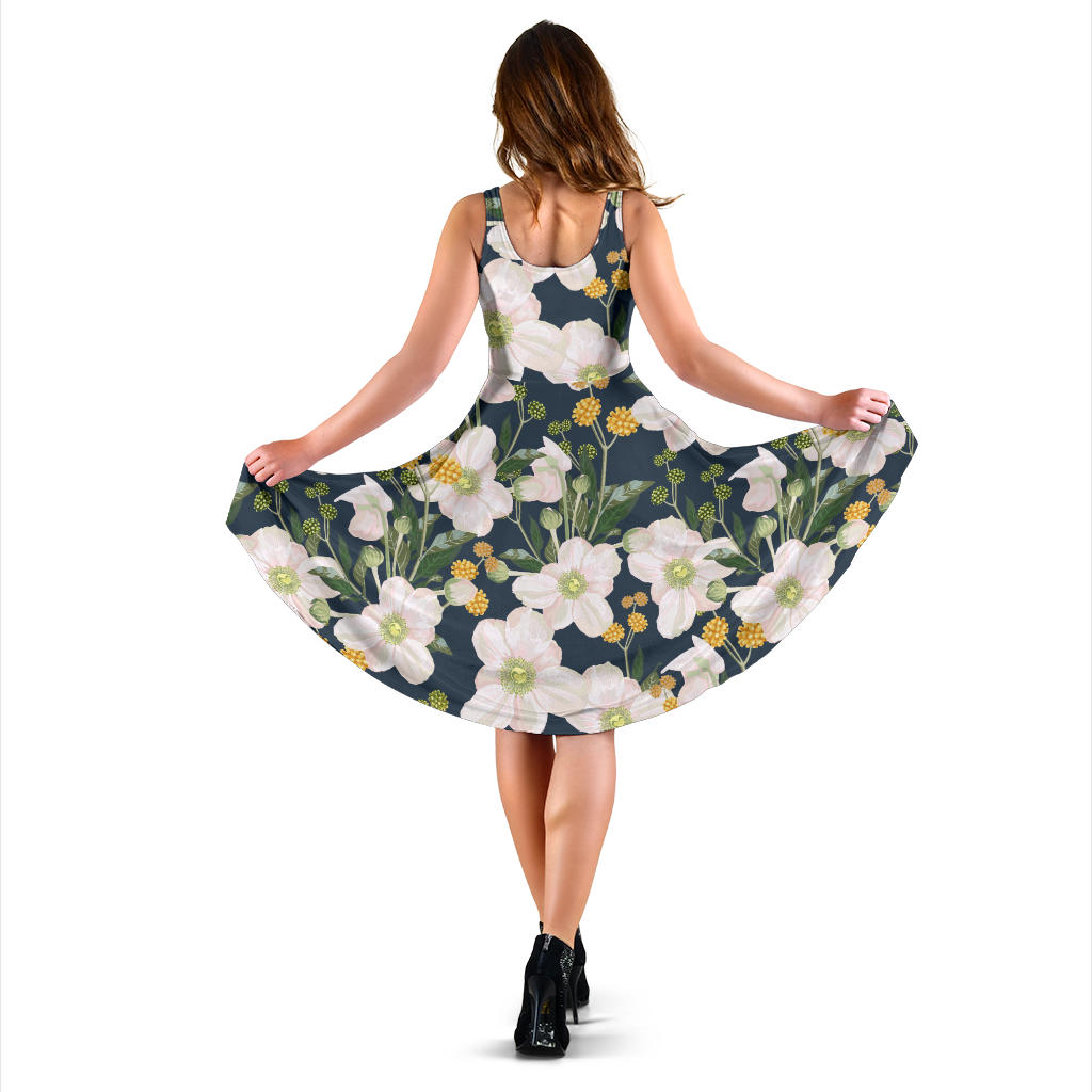 Anemone Pattern Print Design AM04 Midi Dress