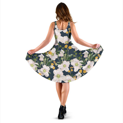 Anemone Pattern Print Design AM04 Midi Dress