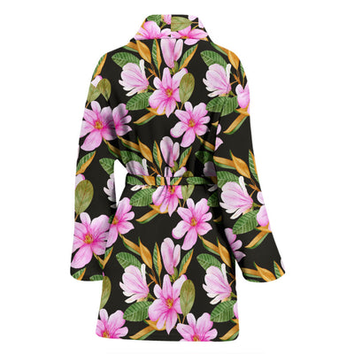 Magnolia Pattern Print Design MAG08 Women Bathrobe