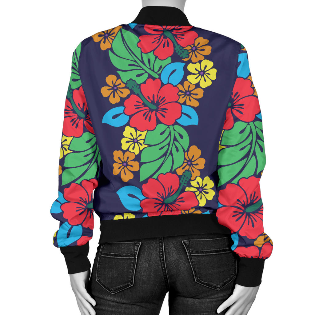 Hawaiian Themed Pattern Print Design H03 Women Bomber Jacket