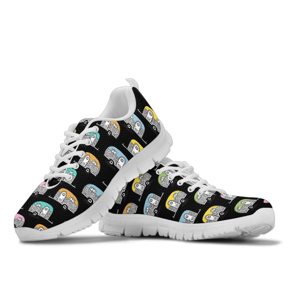 Camper Pattern Camping Themed No 2 Print Sneakers White Bottom Shoes