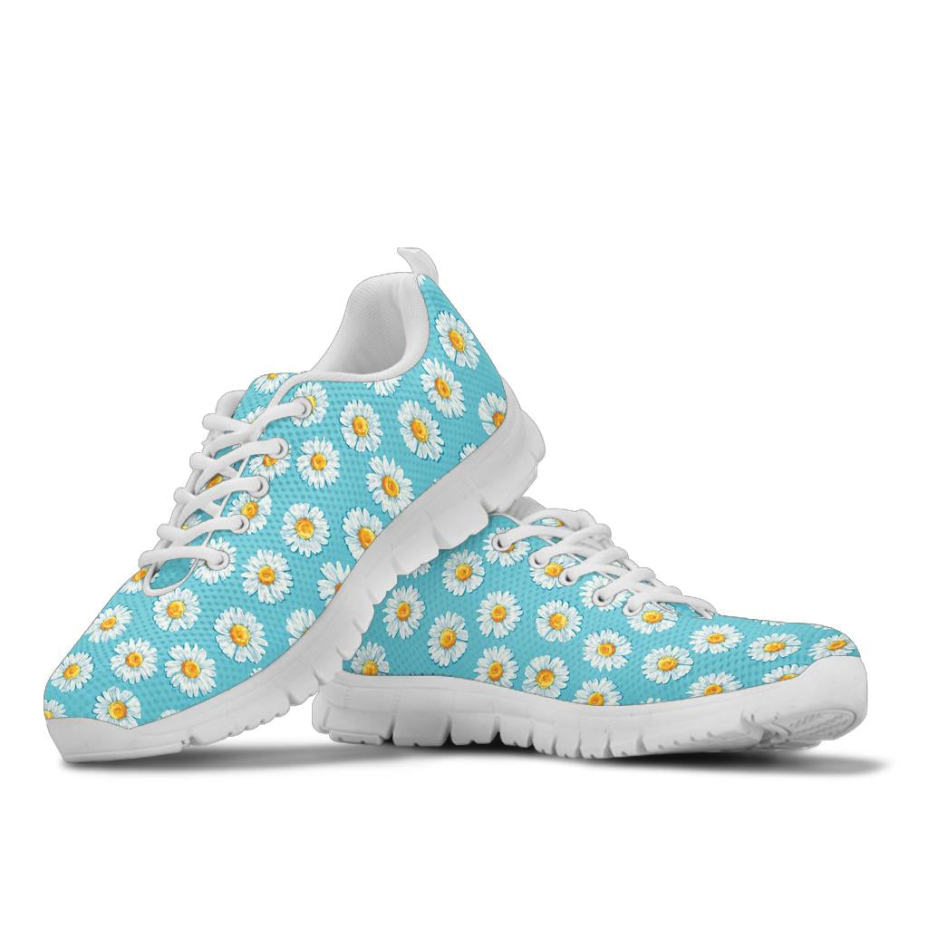Daisy Pattern Print Design DS03 Sneakers White Bottom Shoes