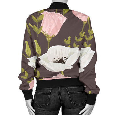 Anemone Pattern Print Design AM011 Women Bomber Jacket