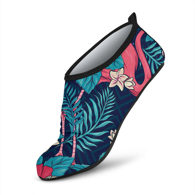 Flamingo Red Hibiscus Pattern Aqua Water Shoes