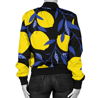 Lemon Pattern Print Design LM01 Women Bomber Jacket