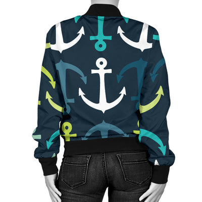 Anchor Pattern Print Design 03 Women's Bomber Jacket