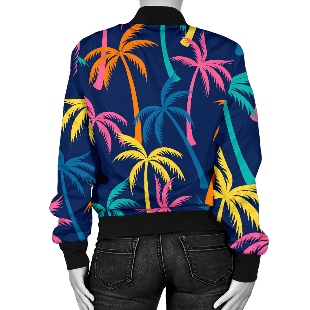 Palm Tree Pattern Print Design PT013 Women Bomber Jacket