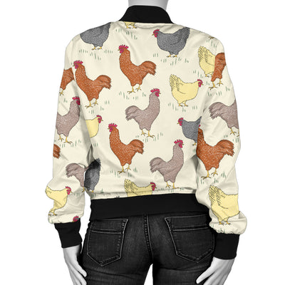 Chicken Pattern Print Design 05 Women's Bomber Jacket
