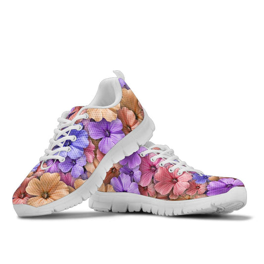Colorful Geranium Pattern Sneakers White Bottom Shoes