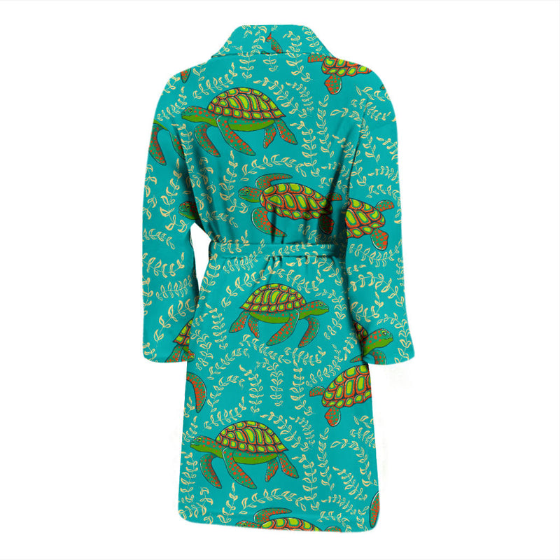 Sea Turtle Pattern Print Design T010 Men Bathrobe