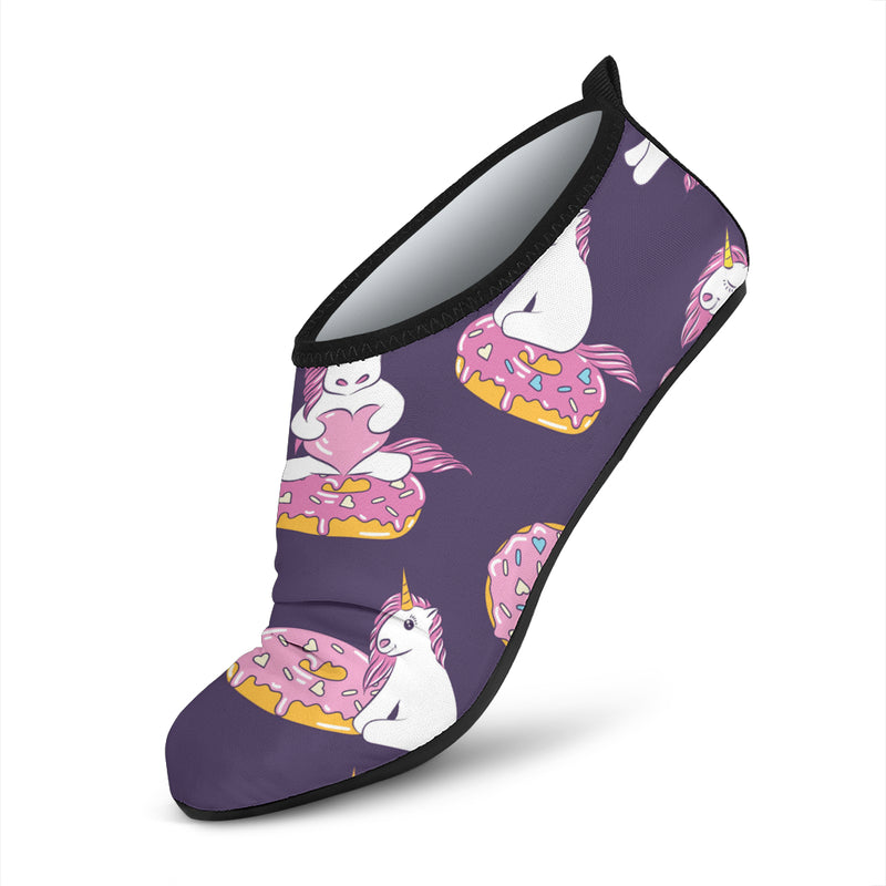 Donut Unicorn Pattern Print Design DN011 Aqua Water Shoes