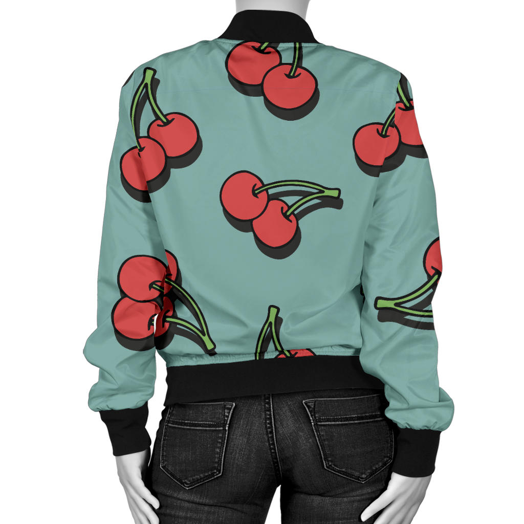 Cherry Pattern Print Design CH03 Women Bomber Jacket