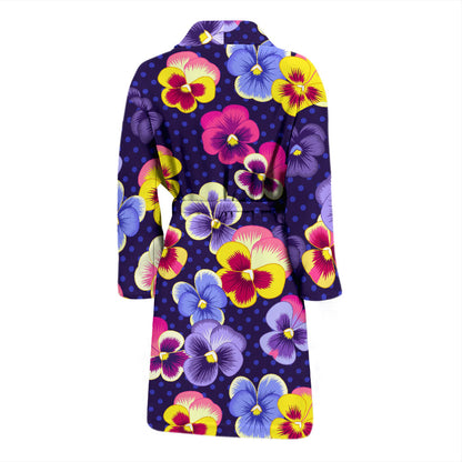 Pansy Pattern Print Design PS04 Men Bathrobe