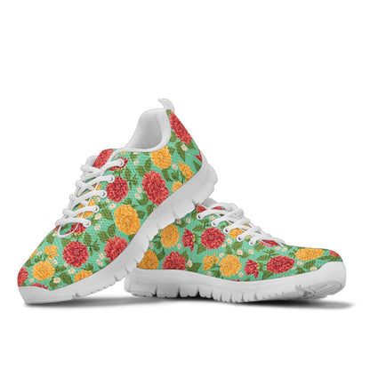 Dahlia Pattern Print Design DH011 Sneakers White Bottom Shoes