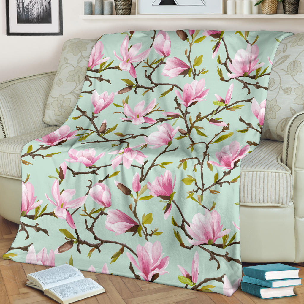Magnolia Pattern Print Design MAG04 Fleece Blanket