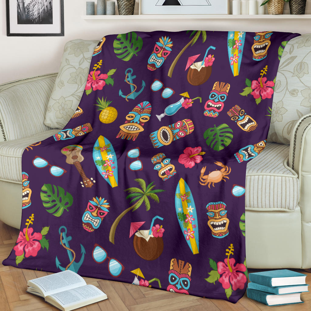 Hawaiian Themed Pattern Print Design H024 Fleece Blanket